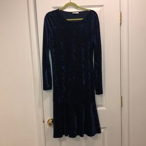 Navy crushed velvet dress